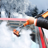 Lade das Bild in den Galerie-Viewer, Intirilife Eiskratzer 2in1 Schneebürste in Orange - Schwarz - 59 x 11 cm - Scheibenkratzer Schneebesen Schneekratzer zum einfachen und schnellen Entfernen von Frost und Schnee