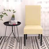 Lade das Bild in den Galerie-Viewer, Intirilife 1x Elastischer Stuhlhusse Stuhlüberzug in CREME mit 38 - 45 cm Sitzfläche und 45 - 65 cm Lehnenhöhe - Für Partys Hochzeiten Hotels oder Zuhause im Esszimmer
