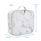 Lade das Bild in den Galerie-Viewer, Intirilife Make Up Tasche in Marmor Optik Grau - Weiß - 26 x 23.4 x 9.5 cm - Kosmetikbeutel mit anpassbaren Innenfächern - Zum Verstauen von Schmink- Hygieneartikeln Schmuck