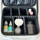 Lade das Bild in den Galerie-Viewer, Intirilife Make Up Tasche in Marmor Optik Grau - Weiß - 26 x 23.4 x 9.5 cm - Kosmetikbeutel mit anpassbaren Innenfächern - Zum Verstauen von Schmink- Hygieneartikeln Schmuck