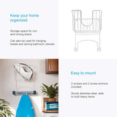 Lade das Bild in den Galerie-Viewer, Intirilife Bügeleisenhalter Bügelbretthalter Wandmontage Halterung aus Edelstahl in Weiß - 20.3 x 13.5 x 30 cm - Zum Bohren inkl. Schrauben und Dübel platzsparend Aufbewahrungskorb