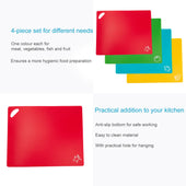 Lade das Bild in den Galerie-Viewer, Intirilife 4x Schneidebretter flexible Schneidematte in bunten Farben - 37.8 x 30.2 cm - Größe mit Lebensmittelsymbol - Rutschfeste BPA-freie Küchenunterlage für jede Situation