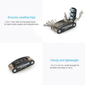 Lade das Bild in den Galerie-Viewer, Intirilife 16 in 1 Reparaturwerkzeug für Fahrrad aus Stahl in Schwarz - 9 x 4 x 2.5 cm - Multitool Werkzeug für unterwegs Fahrradwerkzeug Zubehör klein und handlich