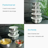 Lade das Bild in den Galerie-Viewer, Intirilife 5-teiliges Schüssel Set Rührschüsseln mit Deckeln aus Edelstahl - 18 x 9.5 / 20 x 10 / 22 x 11 / 24 x 12 / 26 x 12.5 cm - Salatschüssel Servierschüssel stapelbar spülmaschinengeeignet