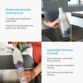 Lade das Bild in den Galerie-Viewer, Intirilife Reinigungsbürste für Flaschen kompatibel mit Soda Stream-Flaschen in Weiß - 38 x 9 cm - Flaschen Reiniger Bürste kratzfrei zum Säubern von Tassen Gläser Flaschen Karaffen
