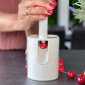 Lade das Bild in den Galerie-Viewer, Intirilife Kirschentkerner Kirschkernbohrer aus Kunststoff in Weiß - Rot - 24 x 11.5 x 28 cm - Kirschentsteinerum leichten Entfernen von Frucht- und Obstkernen