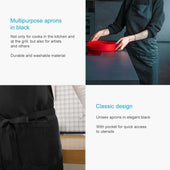 Lade das Bild in den Galerie-Viewer, Intirilife 2-teiliges Set Kochschürzen Latzschürzen in Schwarz aus Polyester für Männer und Frauen - 69 x 80 cm - Küchenschürze Backschürze zum Schutz vor Flecken beim Kochen Backen Malen Basteln