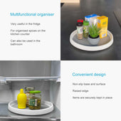 Lade das Bild in den Galerie-Viewer, Intirilife 360 Grad Drehteller in Weiß - Grau - 29.5 x 3 cm - Runder Rutschfeste Drehplatte für Gewürze Gewürzhalter drehbarer Organizer für den Kühlschrank oder die Küche