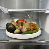 Lade das Bild in den Galerie-Viewer, Intirilife 360 Grad Drehteller in Weiß - Grau - 29.5 x 3 cm - Runder Rutschfeste Drehplatte für Gewürze Gewürzhalter drehbarer Organizer für den Kühlschrank oder die Küche