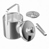 Lade das Bild in den Galerie-Viewer, Intirilife 4-teiliges Eiskübel Set 1 Liter aus Edelstahl mit Greifzange und Deckel -14.2 x 19.5 cm - Isoliert, doppelwandig - Eiswürfelbehälter Eis Eimer mit Zange zum Kühlen von Getränken Softdrinks