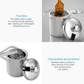 Lade das Bild in den Galerie-Viewer, Intirilife 4-teiliges Eiskübel Set 1 Liter aus Edelstahl mit Greifzange und Deckel -14.2 x 19.5 cm - Isoliert, doppelwandig - Eiswürfelbehälter Eis Eimer mit Zange zum Kühlen von Getränken Softdrinks