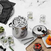 Lade das Bild in den Galerie-Viewer, Intirilife 4-teiliges Eiskübel Set 1 Liter aus Edelstahl mit Greifzange und Deckel -14.2 x 19.5 cm - Isoliert, doppelwandig - Eiswürfelbehälter Eis Eimer mit Zange zum Kühlen von Getränken Softdrinks