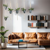 Lade das Bild in den Galerie-Viewer, Intirilife 5x Makramee Blumenampel in Weiß mit Aufhängung - Länge 145 / 104 / 100 cm - Pflanzenaufhänger hängender Blumentopf Pflanzenhalter aus Baumwollseilen mit passenden Haken zum Aufhängen