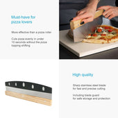 Lade das Bild in den Galerie-Viewer, Intirilife Profi Pizzaschneider in Braun Wiegemesser mit Edelstahlklinge - 35.3 x 10.8 x 2 cm - Großes Pizzamesser Kräutermesser mit Klingenschutz