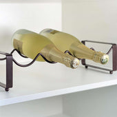 Lade das Bild in den Galerie-Viewer, Intirilife Weinregal aus Eisen für 4 Weinflaschen in Schwarz - Stapelbar - 43 x 17 x 11 cm - Weinhalterung Flaschenregal zum sichere Lagern von Weinflaschen Tischregal