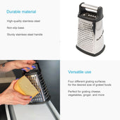 Lade das Bild in den Galerie-Viewer, Intirilife Vierkantreibe aus Edelstahl mit rutschfestem Boden und Griff - 14 x 22.5 cm - Küchenreibe Hobel Käsereibe Zester mit 4 Reibeflächen, Zerkleinern von Parmesan, Gemüse, Kartoffeln uvm.