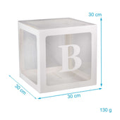 Lade das Bild in den Galerie-Viewer, Intirilife 4-teiliges Set Babyparty Ballon Boxen in Transparent - Weiß - je 30 x 30 x 30 cm - Dekoboxen, Partyboxen für Luftballons, Dekoration, Gender Reveal Party, einfacher Aufbau