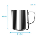 Lade das Bild in den Galerie-Viewer, Intirilife Milchkännchen aus Edelstahl - 350 ml Füllmenge - 11 x 7.8 x 9.5 cm - Milchkanne Barista Krug für aufgeschäumte Milch für schöne Muster im Kaffee Cappuccino oder heißer Schokolade