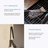 Lade das Bild in den Galerie-Viewer, Intirilife Grillbürste aus Edelstahl mit Schaber - 43.5 x 7 x 11.5 cm - Reinigungsbürste für Gasgrill, Elektrogrill, Holzkohlegrill, Rost uvm.