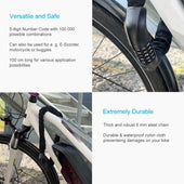 Lade das Bild in den Galerie-Viewer, Intirilife Fahrradschloss mit Zahlenschloss 1 m in Schwarz - Strapazierfähiges flexibles Kettenschloss mit 5-stelliger Zahlenkombination zum sicheren Verschließen des Fahrrads