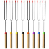 Lade das Bild in den Galerie-Viewer, Intirilife 8x Grillspieße aus Edelstahl mit Aufbewahrungstasche - 30 bis 80.5 cm ausziehbare Grillgabel, Schaschlikspieß, Fleischspieß in 8 Farben für Grillgut, Marshmallows, Stockbrot