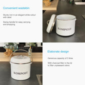 Lade das Bild in den Galerie-Viewer, Intirilife Komposteimer Biomülleimer aus Eisen für die Küche - 21.5 x 19 x 20.5 cm - 3 Liter Füllmenge - Behälter für Müll Bioabfall Kompost inkl. 2 Kohlefilter geruchsdicht mit Schwenkgriff