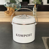 Lade das Bild in den Galerie-Viewer, Intirilife Komposteimer Biomülleimer aus Eisen für die Küche - 21.5 x 19 x 20.5 cm - 3 Liter Füllmenge - Behälter für Müll Bioabfall Kompost inkl. 2 Kohlefilter geruchsdicht mit Schwenkgriff