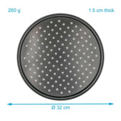 Lade das Bild in den Galerie-Viewer, Intirilife 2x Pizzablech rund aus Karbonstahl in Schwarz - 32 x 1.5 cm - Rundes Backblech für Pizza Flammkuchen, Knusperblech gelocht antihaft