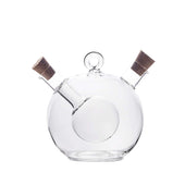 Lade das Bild in den Galerie-Viewer, Intirilife 2-in-1 Essig- und Ölspender aus Glas mit zwei Öffnungen - 350 ml / 60 ml Füllmenge - 13 x 10.5 x 11.5 cm - Ölflasche mit Korken Dekorativ