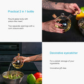 Lade das Bild in den Galerie-Viewer, Intirilife 2-in-1 Essig- und Ölspender aus Glas mit zwei Öffnungen - 350 ml / 60 ml Füllmenge - 13 x 10.5 x 11.5 cm - Ölflasche mit Korken Dekorativ