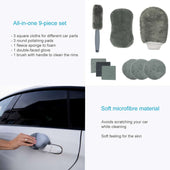 Lade das Bild in den Galerie-Viewer, Intirilife 9-teiliges Autopflege Reinigung Set - Mikrofaser Tuch Handschuh zur Autoreinigung, Wachs Reinigungstuch Pflegeset