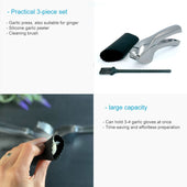Lade das Bild in den Galerie-Viewer, Intirilife 3-teiliges Set Knoblauchpresse mit Silikonschäler und Reinigungsbürste - 15.5 x 3 cm - Praktisches Set zum einfachen Schälen und Pressen von Knoblauch
