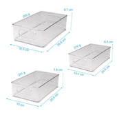Lade das Bild in den Galerie-Viewer, Intirilife 6-teiliges Kühlschrank Boxen Set Durchsichtige Vorratsschrank Organizer - 24.8 x 14.1 x 6.5 / 25.6 x 15 x 8.7 / 26.8 x 16.3 x 8.7 cm - Aufbewahrungs Korb Box für Küche Schränke Speisekammer