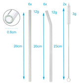 Lade das Bild in den Galerie-Viewer, Intirilife 15-teiliges Strohhalm Set aus Glas - 20 x 0.8 cm - Wiederverwendbares Trinkhalm Set mit 12 gebogenen Strohhalmen, 2 Bürsten und Aufbewahrungstasche