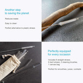 Lade das Bild in den Galerie-Viewer, Intirilife 15-teiliges Strohhalm Set aus Glas - 20 x 0.8 cm - Wiederverwendbares Trinkhalm Set mit 12 gebogenen Strohhalmen, 2 Bürsten und Aufbewahrungstasche