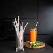 Lade das Bild in den Galerie-Viewer, Intirilife 15-teiliges Strohhalm Set aus Glas - 20 x 0.8 cm - Wiederverwendbares Trinkhalm Set mit 12 gebogenen Strohhalmen, 2 Bürsten und Aufbewahrungstasche