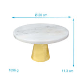 Lade das Bild in den Galerie-Viewer, Intirilife Kuchenplatte Tortenständer mit goldenen Standfuß und Marmor Platte - 20 x 11.3 cm - Teller Platte für Kuchen Torten Runde Servierplatte für Gebäck