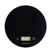 Lade das Bild in den Galerie-Viewer, Intirilife Küchenwaage Digitale runde Lebensmittelwaage mit LCD Display in Schwarz aus Glas und ABS-Kunststoff - Max. 5 Kg - 20 x 1.6 cm - Elektronische Haushaltsware inklusive Batterien