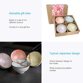 Lade das Bild in den Galerie-Viewer, Intirilife 4-teiliges Schalen-Set in 4 Farben in schickem Geschenkkarton - 11.2 x 5.8 cm - Japanisches Geschirrset im Kirschblüten Design