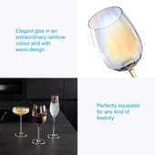 Lade das Bild in den Galerie-Viewer, Intirilife Wein Glas mit Regenbogen Schimmer und Wellenform - 440 ml Füllmenge - Weißwein Glas Kelch Spülmaschinenfest Kristallglas stoßfest