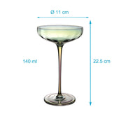 Lade das Bild in den Galerie-Viewer, Intirilife Martini Glas mit Regenbogen Schimmer und Wellenform - 140 ml Füllmenge - Cocktail Glas Schale Spülmaschinenfest Kristallglas stoßfest