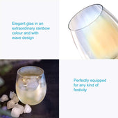 Lade das Bild in den Galerie-Viewer, Intirilife Trinkglas mit Regenbogen Schimmer und Wellenform - 380 ml Füllmenge - Wasser Saft Glas Spülmaschinenfest Kristallglas stoßfest