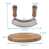 Lade das Bild in den Galerie-Viewer, Intirilife Wiegemesser mit Schneidebrett - Kräutermesser 13.5 x 2.4 x 13 cm mit Kräuterbrett 20 x 2.1 cm - Mezzaluna Biegemesser mit 2 Klingen für Kräuter und Gewürze