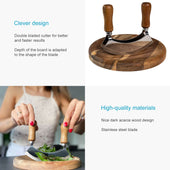 Lade das Bild in den Galerie-Viewer, Intirilife Wiegemesser mit Schneidebrett - Kräutermesser 13.5 x 2.4 x 13 cm mit Kräuterbrett 20 x 2.1 cm - Mezzaluna Biegemesser mit 2 Klingen für Kräuter und Gewürze