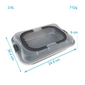 Lade das Bild in den Galerie-Viewer, Intirilife Backblech mit Abdeckhaube zum Transportieren in Silber - Außen 37.1 x 25 x 9 cm - Innen 31 x 21 x 5.5 cm - ca 2.6 Liter Füllmenge - Rechteckiger Behälter Antihaft Kuchen Box mit Tragegriff