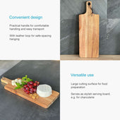 Lade das Bild in den Galerie-Viewer, Intirilife Schneidebrett aus Holz - Gesamtgröße 43 x 15 x 1.8 cm - Schneidefläche 33 x 15 cm - Küchenbrett für Fleisch Käse Charcuterie Brot Gemüse Servierbrett Tranchierbrett Hackbrett