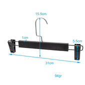 Lade das Bild in den Galerie-Viewer, Intirilife Hosenbügel Schwarz - 10 Stück Antirutsch Hosenbügel aus Kunststoff und Metall für Röcke Hosen - 31 x 3 x 15,5 cm - verstellbare Klammer, Kleiderbügel Klemmbügel Rockbügel Hosen Spanner
