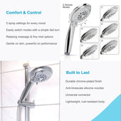 Lade das Bild in den Galerie-Viewer, Intirilife Duschkopf Handbrause mit 5 Funktionen in Silber - 24.5 x 10 x 4 cm - Universaler Brausekopf mit umweltfreundlicher Wasser-Stopp-Funktion Duschbrause Handbrausenkopf
