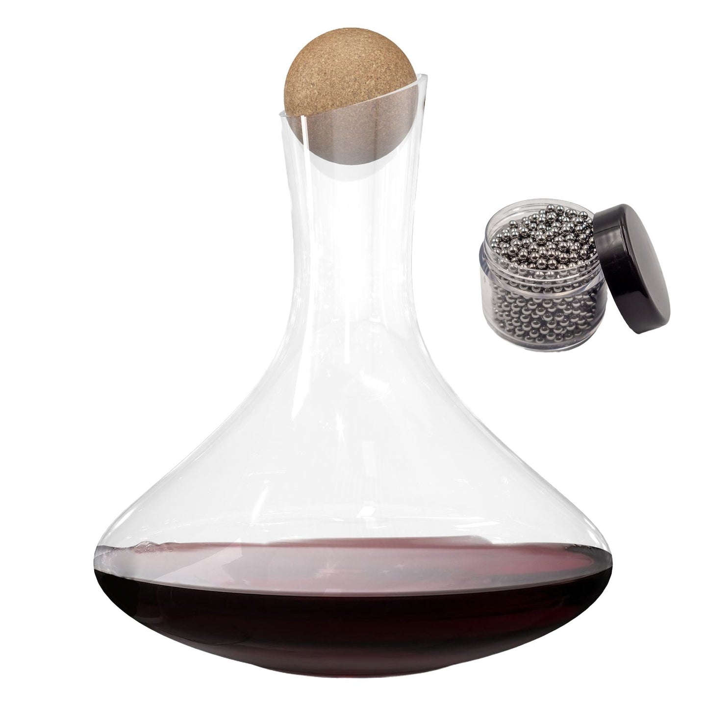 Intirilife Glas Karaffe mit 1.8 Liter für Rotwein mit Reinigungsperlen - Dekantierkapazität 750ml - Bleifreies Kristallglas Dekanter Mundgeblasen Weinbelüfter Weinkaraffe