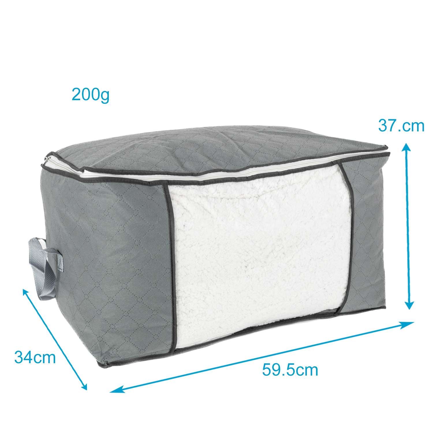 Intirilife 4x Aufbewahrungstaschen in Grau - 59.5 x 37.5 x 34 cm - Organizer Box, faltbar für Kleidung, Kissen, Decken, Aufbewahrung im Schrank